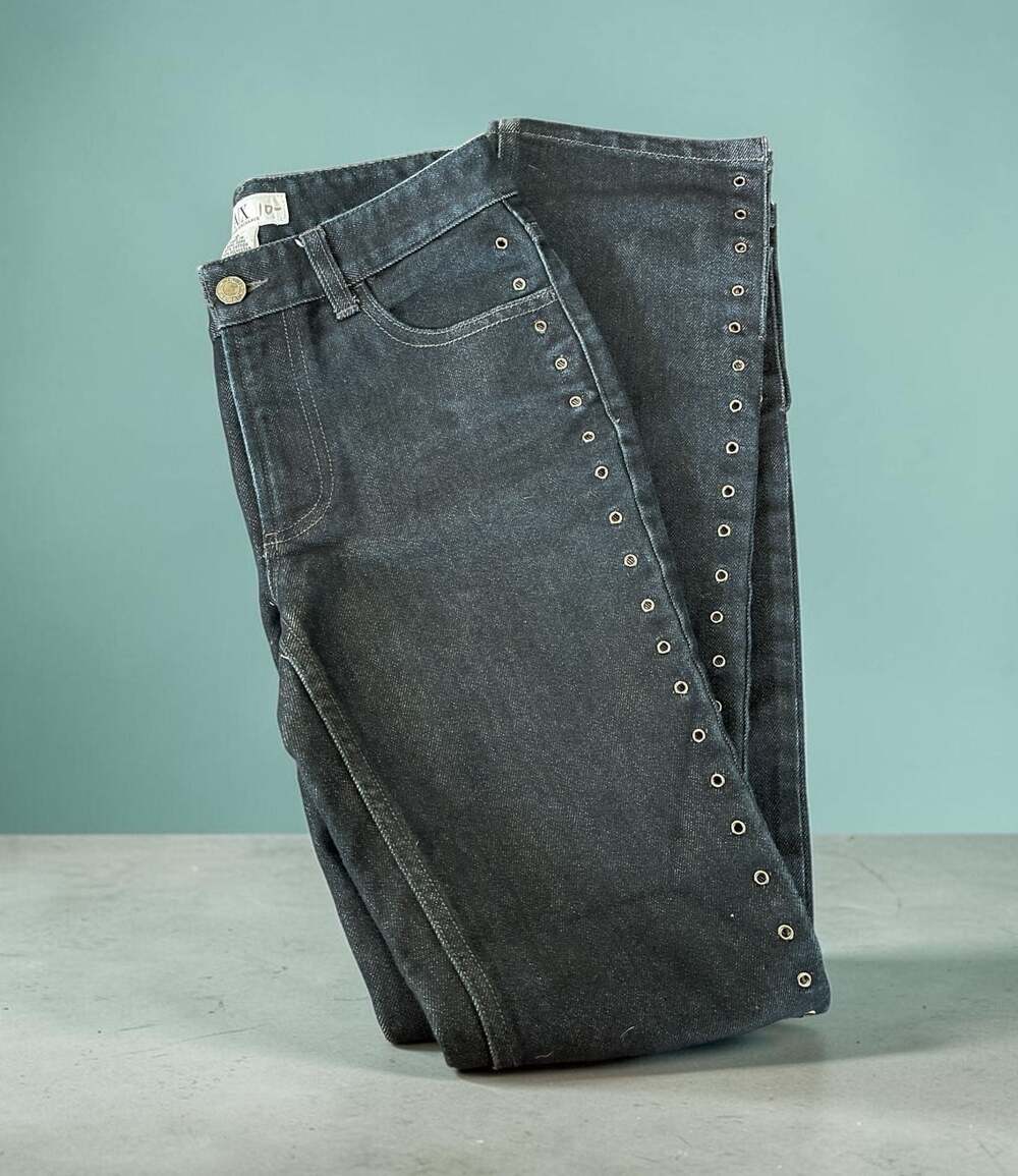Armani Exchange A|X Women's Black Denim Straight Leg Jeans with Side Stud Detail